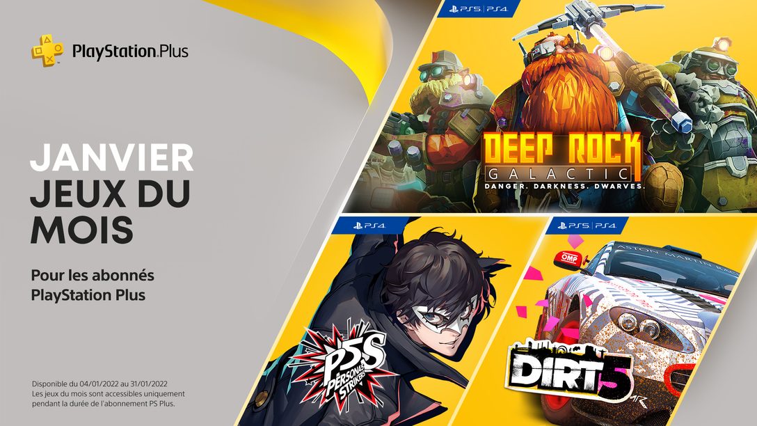 Les jeux PlayStation Plus du mois de janvier : Persona 5 Strikers, Dirt 5, Deep Rock Galactic