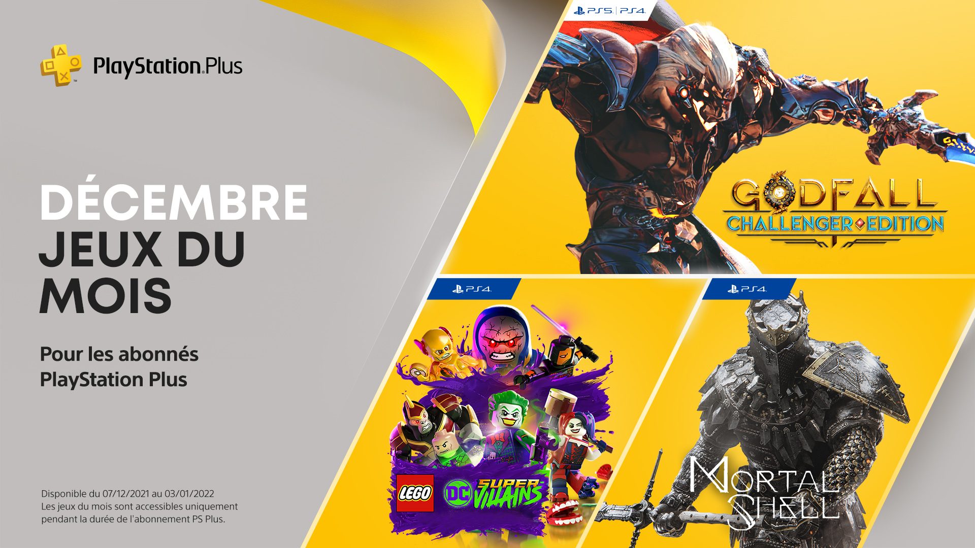 Les Jeux Playstation Plus Du Mois De Decembre Godfall Challenger Edition Lego Dc Super Villains Mortal Shell Playstation Blog En Francais