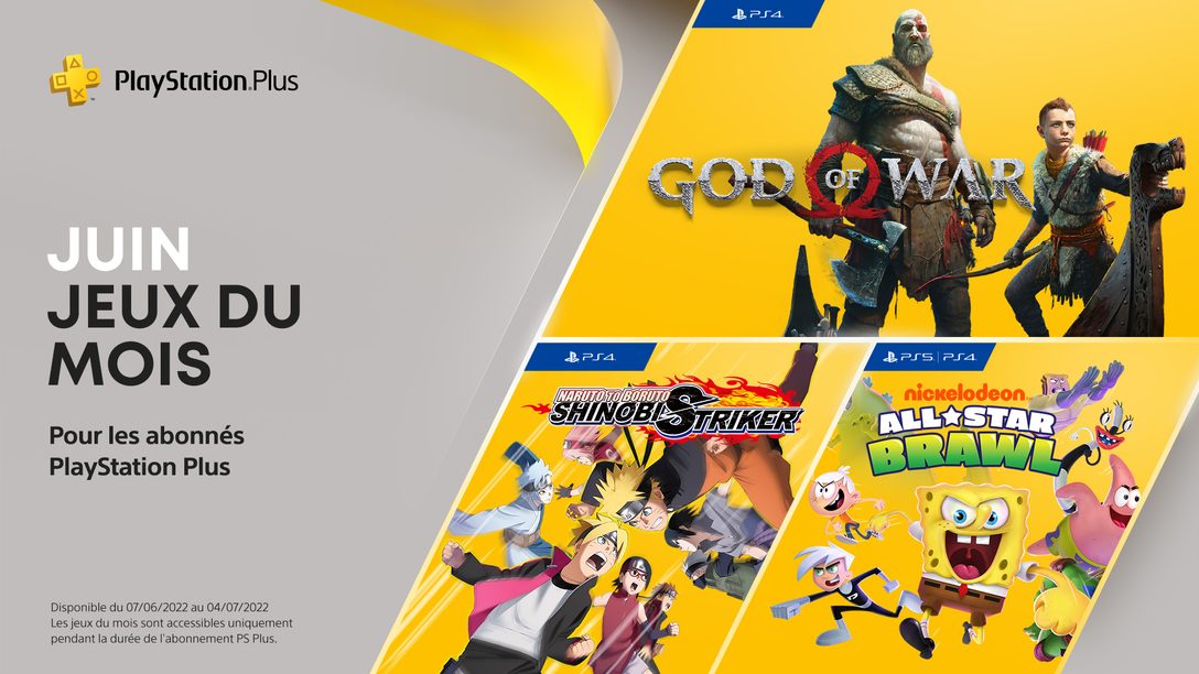 Vos jeux mensuels PS Plus pour juin sont : God of War, Naruto to Boruto: Shinobi Striker et Nickelodeon: All-Star Brawl