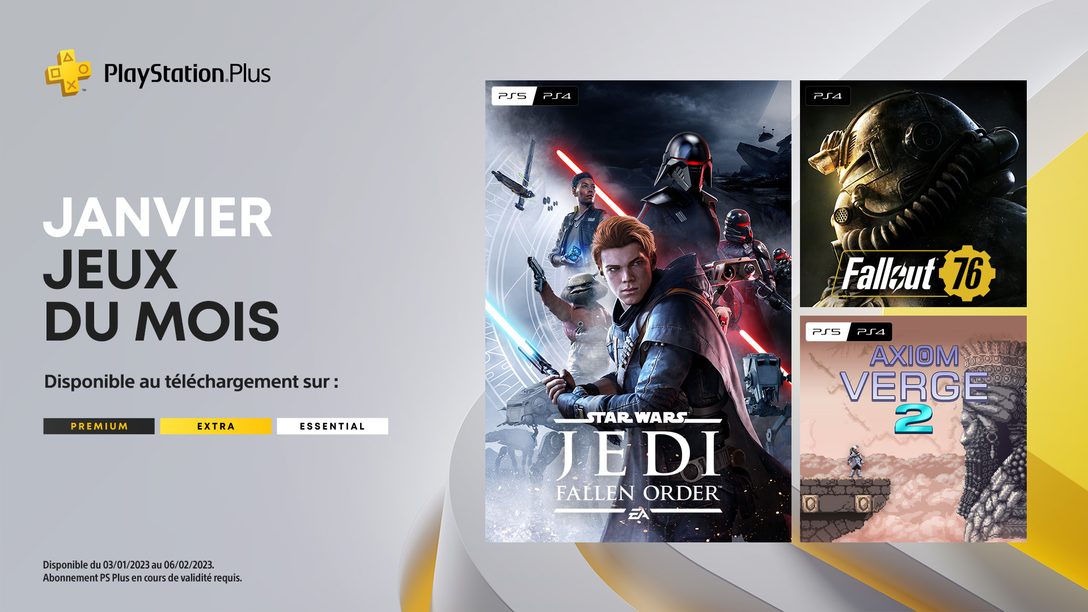 Jeux PlayStation Plus du mois de janvier : Star Wars Jedi: Fallen Order, Fallout 76, Axiom Verge 2