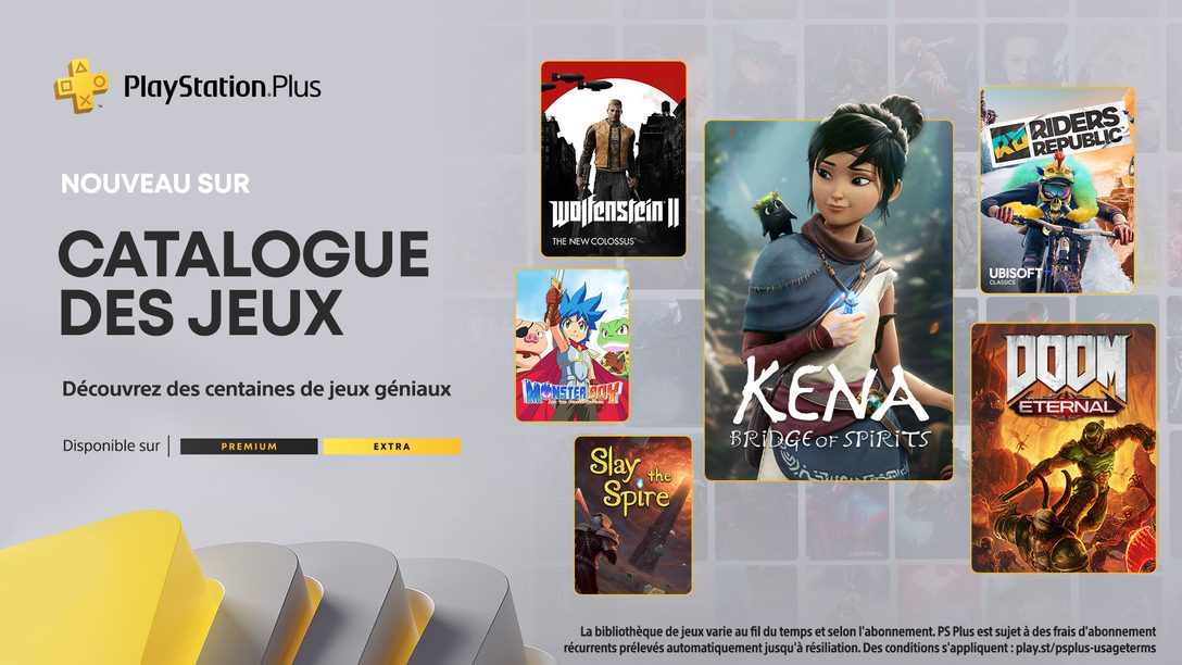 Les titres du Catalogue des jeux PlayStation  Plus d’avril  : Kena: Bridge of Spirits, Doom Eternal, Riders Republic et bien plus encore