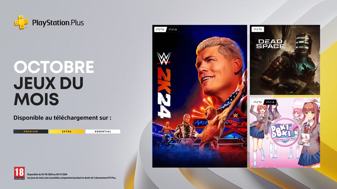 Les jeux du mois PlayStation Plus d’octobre : WWE 2K24, Dead Space et Doki Doki Literature Club Plus! 