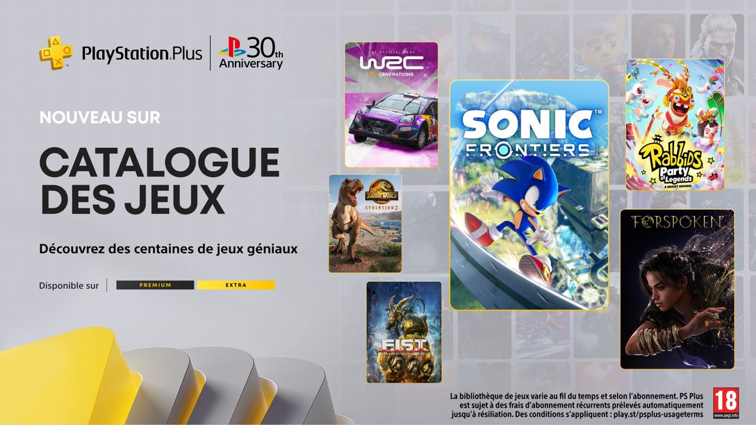 Catalogue des jeux PlayStation Plus pour décembre : Sonic Frontiers, Forspoken, Les Lapins Crétins : Party of Legends, WRC Generations et bien d’autres.