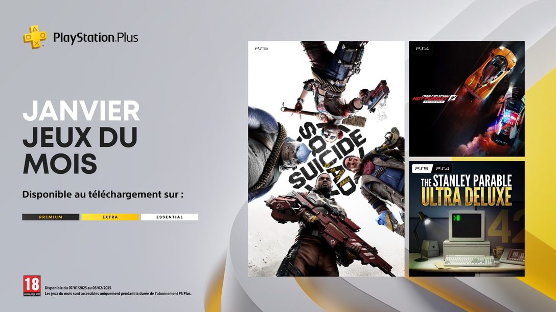 Les jeux du mois PlayStation Plus de janvier 2025 : Suicide Squad: Kill the Justice League, Need for Speed Hot Pursuit, The Stanley Parable: Ultra Deluxe