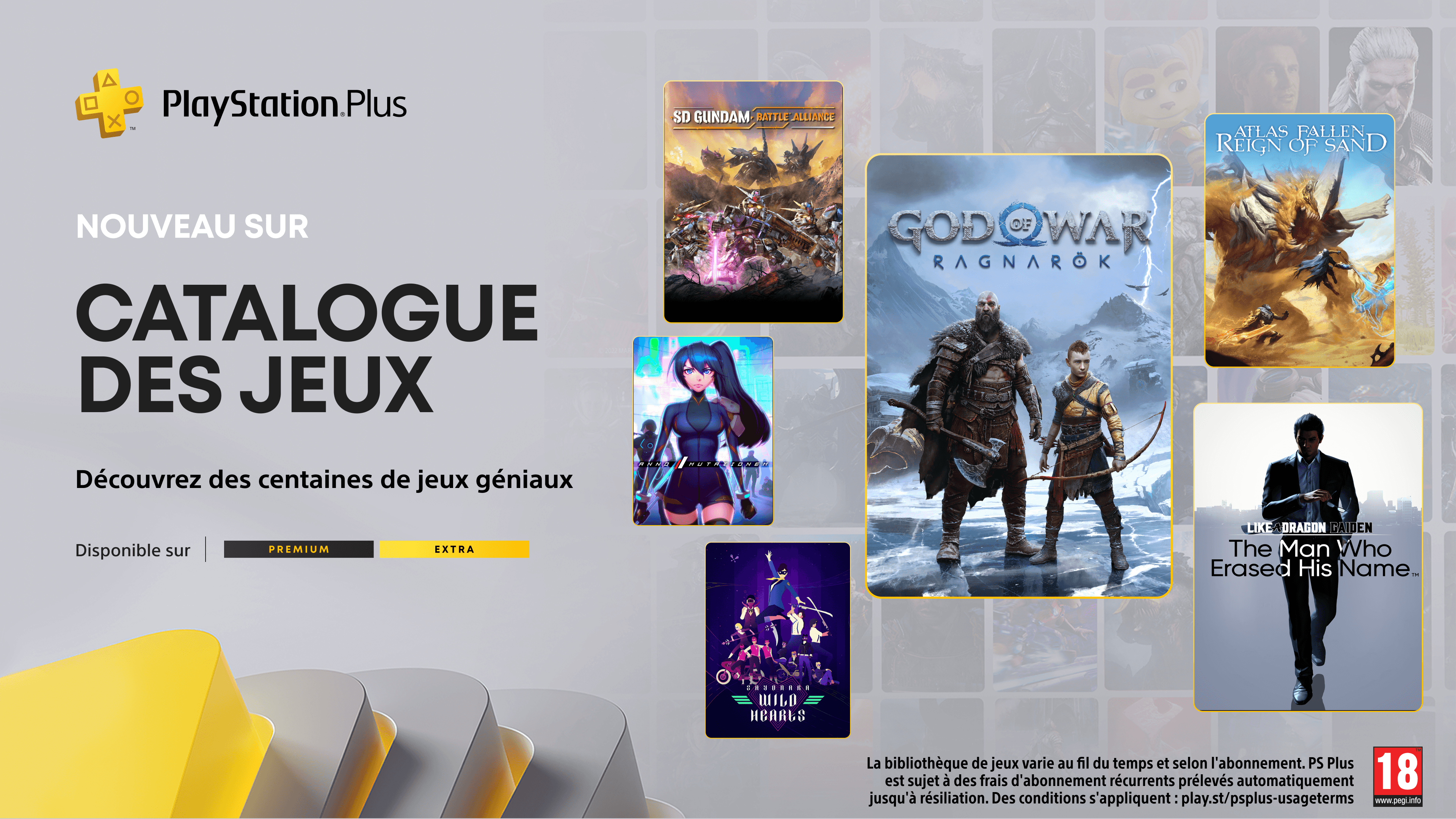 Catalogue des jeux PlayStation Plus de janvier : God of War Ragnarök, Like a Dragon Gaiden: The Man Who Erased His Name, Atlas Fallen: Reign of Sand et bien d’autres