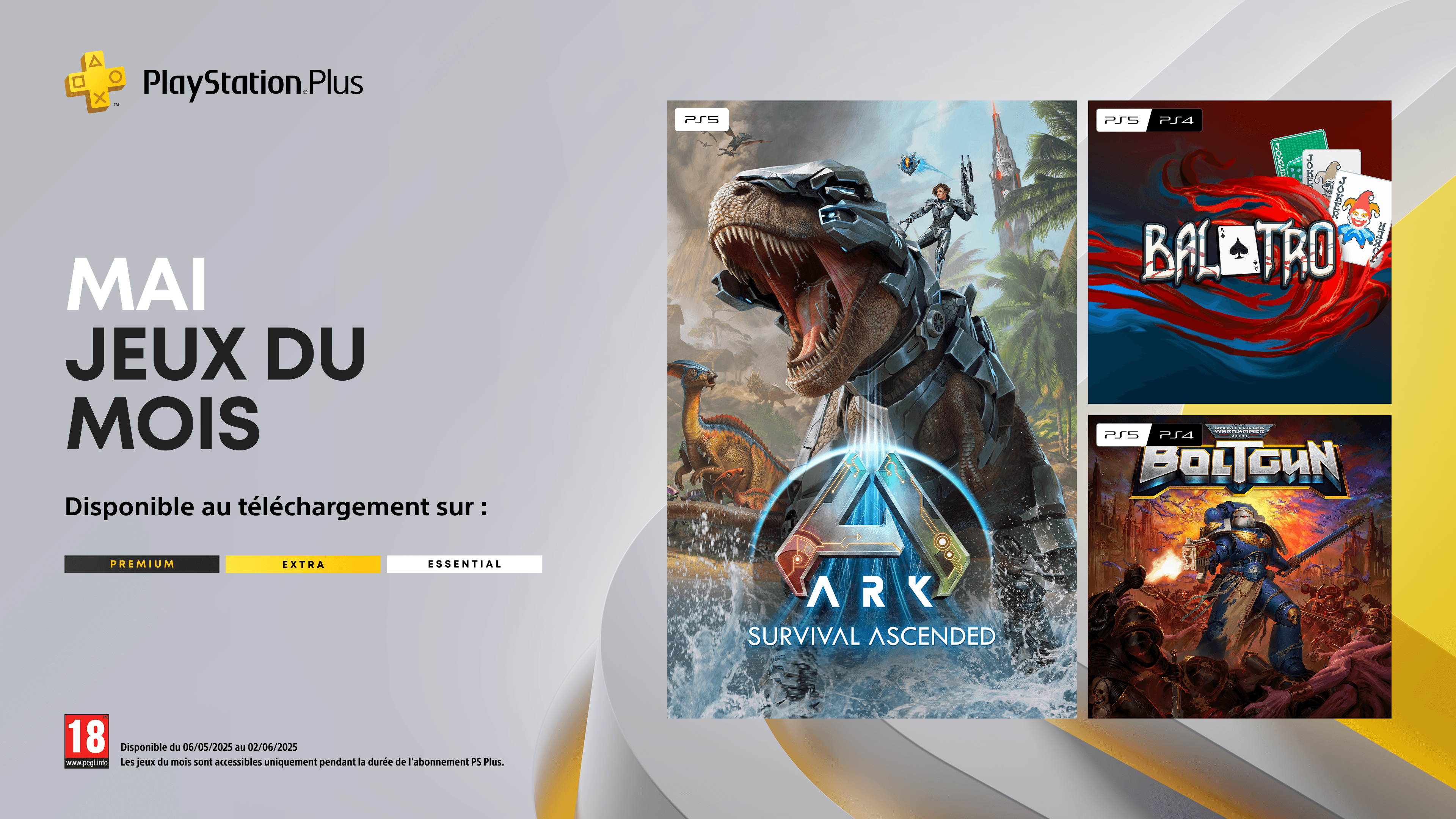 Les jeux du mois PlayStation Plus de mai : Ark: Survival Ascended, Balatro et Warhammer 40,000: Boltgun