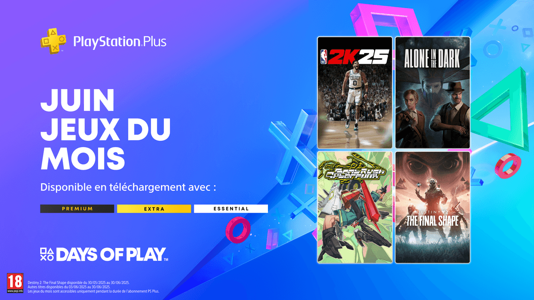 Les jeux du mois PlayStation Plus de juin : NBA 2K25, Alone in the Dark, Bomb Rush Cyberfunk et Destiny 2: The Final Shape