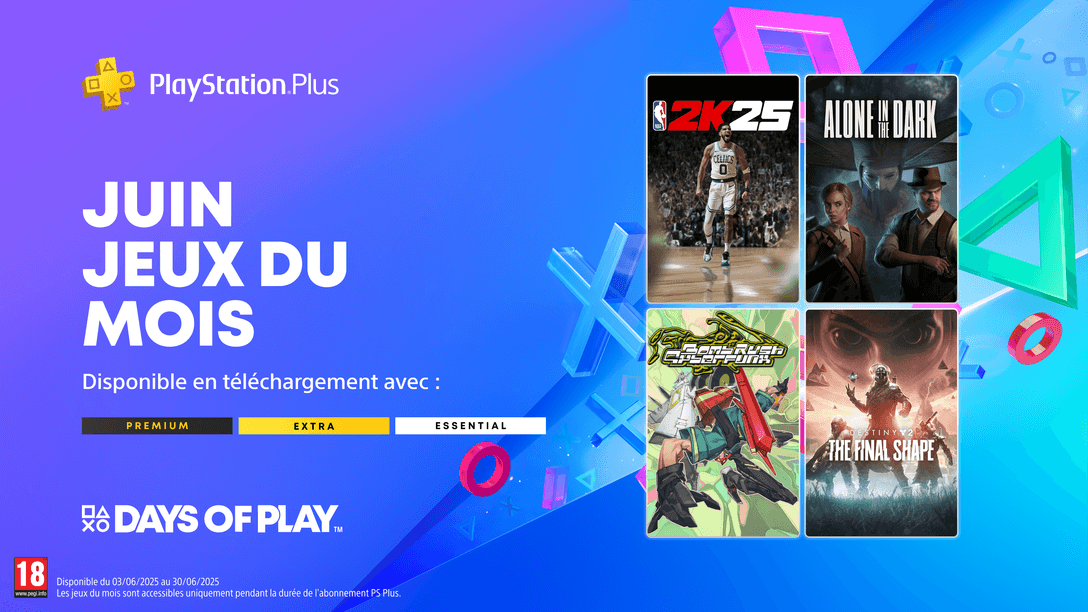 Les jeux du mois PlayStation Plus de juin : NBA 2K25, Alone in the Dark, Bomb Rush Cyberfunk et Destiny 2: The Final Shape