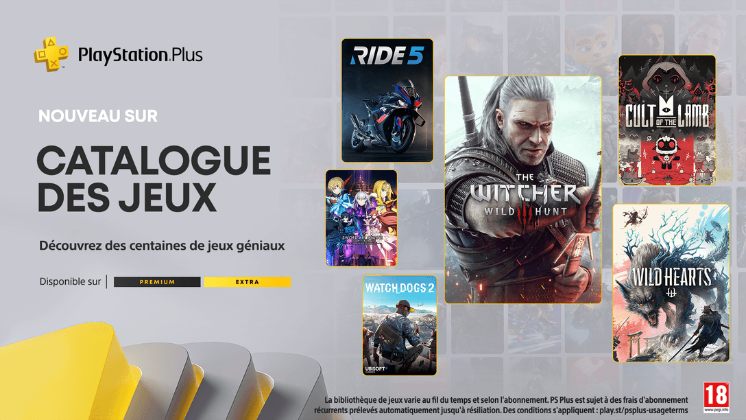 Catalogue des jeux PlayStation Plus pour août : The Witcher 3: Wild Hunt, Wild Hearts, Cult of the Lamb et bien d’autres